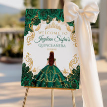 Royal Emerald Green Gold Quinceañera Welcome