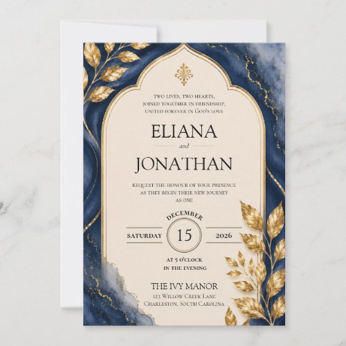 Royal Emerald Leaf Wedding Invitation