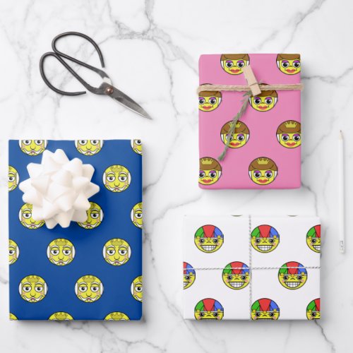 Royal Emoji Faces Wrapping Paper Sheets