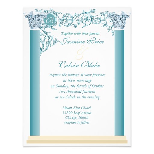 Royal Engagement Wedding Invitation Teal and Beige | Zazzle