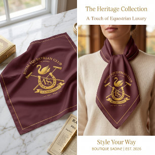 Royal Equestrian Club Burgundy Silk Scarf Old Mo
