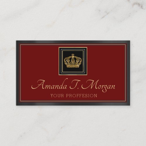 Royal Event Wedding Golden Crown Burgundy Ruby Business Card