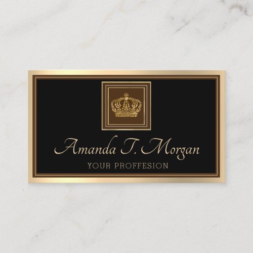 Royal Event Wedding Golden Crown Frame Black VIP Business Card