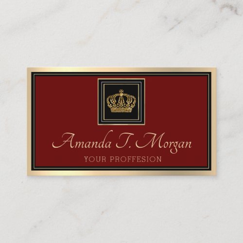 Royal Event Wedding Golden Crown Frame Red Carpet Business Card