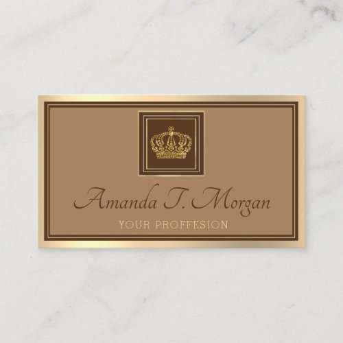 Royal Event Wedding Golden Crown Framed Brown VIP Business Card