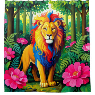 Royal Fairy Lion Big Cat Shower Curtain