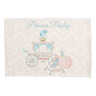 Royal Fairytale Princess Carriage Blush Ivory Aqua Pillow Case