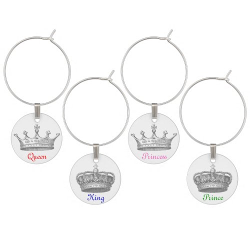 Royal Family Vintage Crown Wine Charm Set