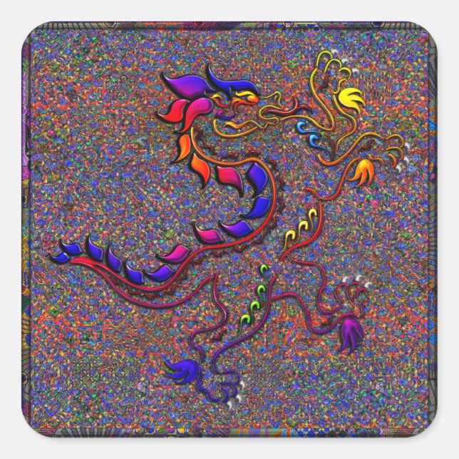 Royal Fancy Medieval Lion Collage Square Sticker (Front)