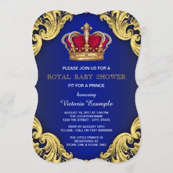 Royal Fancy Prince Baby Shower Invitation by BabyCentral at Zazzle