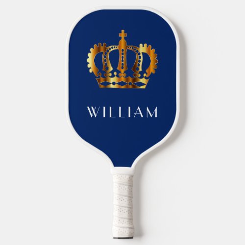 Royal Faux Gold Crown Blue Customized Pickleball Paddle