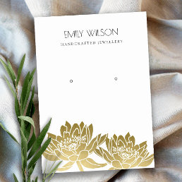 ROYAL FAUX GOLD LOTUS FLOWER EARRING DISPLAY BUSINESS CARD
