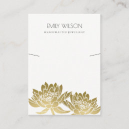 ROYAL FAUX GOLD LOTUS FLOWER NECKLACE DISPLAY BUSINESS CARD