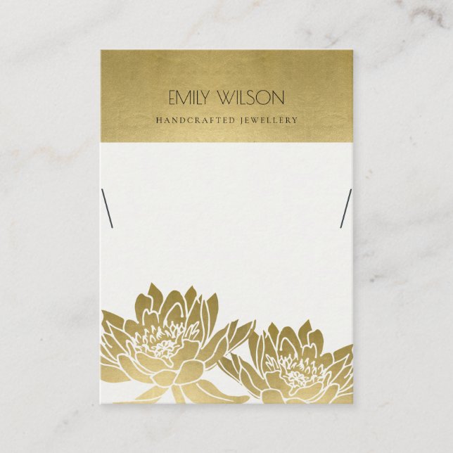 ROYAL FAUX GOLD LOTUS FLOWER NECKLACE DISPLAY BUSINESS CARD (Front)