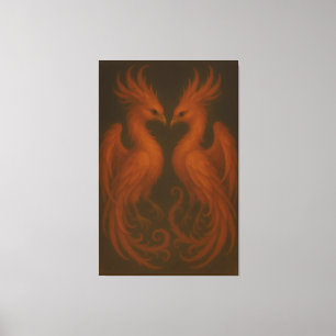 Royal Fire Phoenix Pair – Luxury Canvas Art