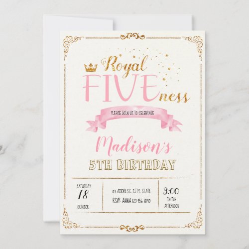 Royal fiveness birthday invitation