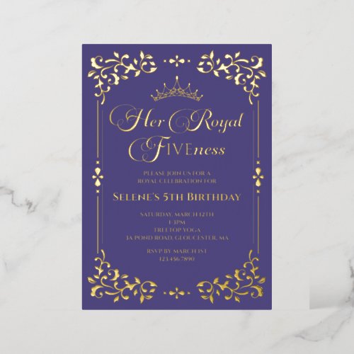 Royal Fiveness Princes 5th Birthday Foil Invitatio Foil Invitation