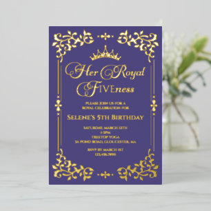 Royal Fiveness Princes 5th Birthday Foil Invitatio Invitation
