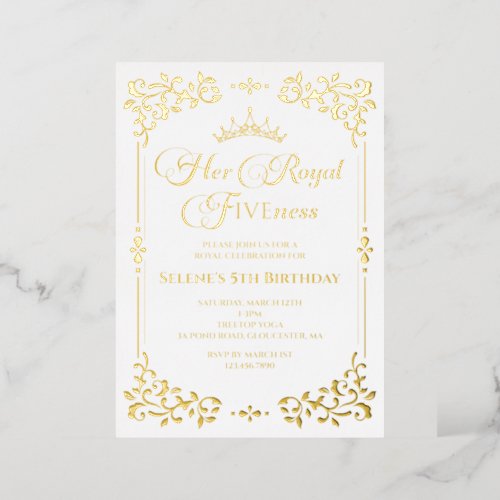Royal Fiveness Princes 5th Birthday Foil Invitation