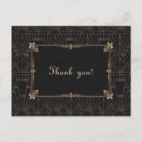 Royal Fleur_de_Lis Art Deco 1920 Wedding Thank You Postcard