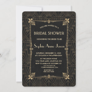 Royal Fleur-de-Lis Art Deco 1920s Bridal Shower Invitation