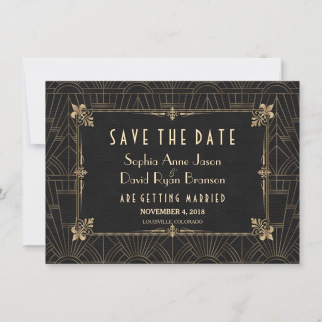 Royal Fleur-de-Lis Art Deco 1920s Save The Date (Front)