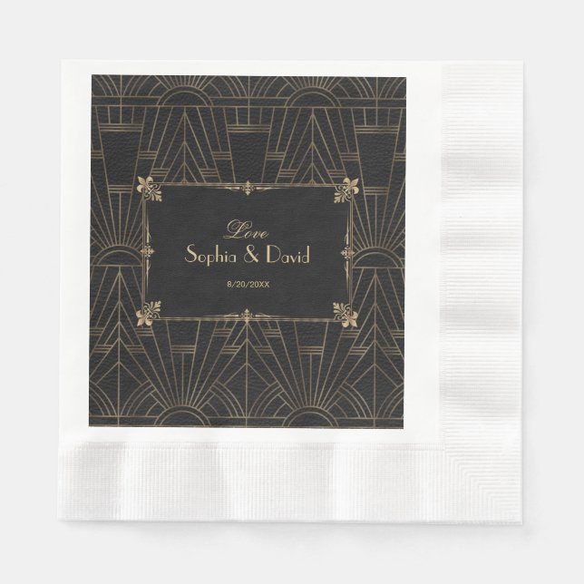 Royal Fleur-de-Lis Art Deco 1920s Wedding Napkins (Front)