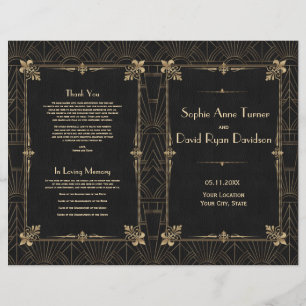 Royal Fleur-de-Lis Art Deco 1920s Wedding Program