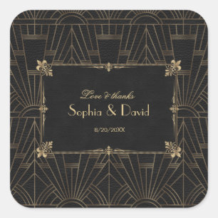 Royal Fleur-de-Lis Art Deco 1920s Wedding Square Sticker