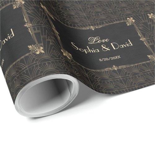 Royal Fleur_de_Lis Art Deco 1920s Wedding Wrapping Paper