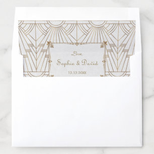 Royal Fleur-de-Lis Art Deco Gold White 20s Wedding Envelope Liner