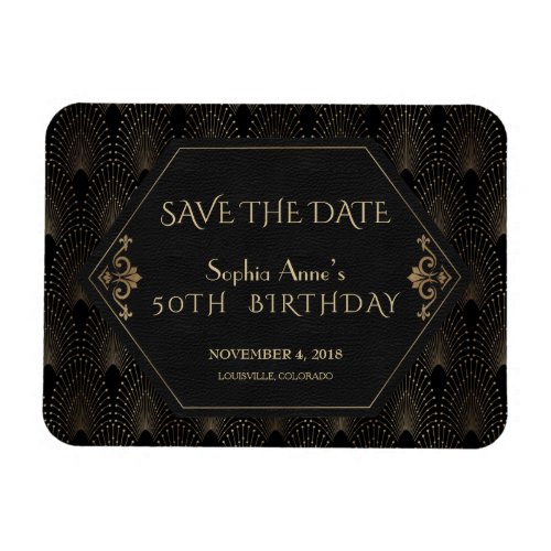 Royal Fleur_de_lis Gold Great Gatsby 50th Birthday Magnet