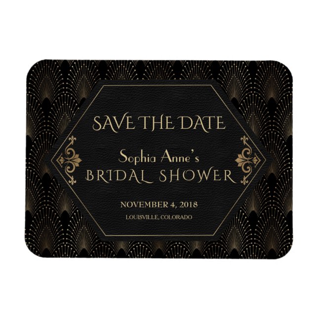 Royal Fleur-de-lis Gold Great Gatsby Bridal Shower Magnet (Horizontal)