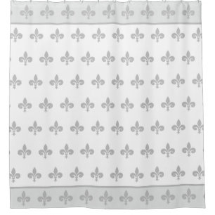 Royal fleur de lis, lily flowers on light gray shower curtain