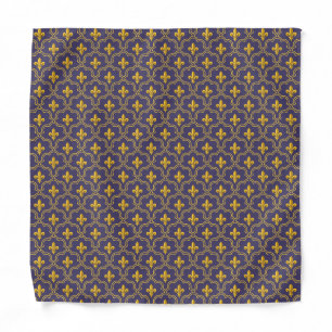 Royal Fleur-de-Lis Purple and Gold Pattern Bandana