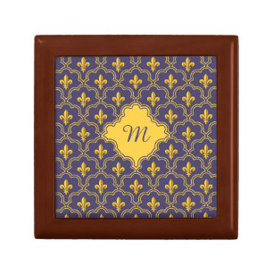 Royal Fleur-de-Lis Purple and Gold Pattern Gift Box