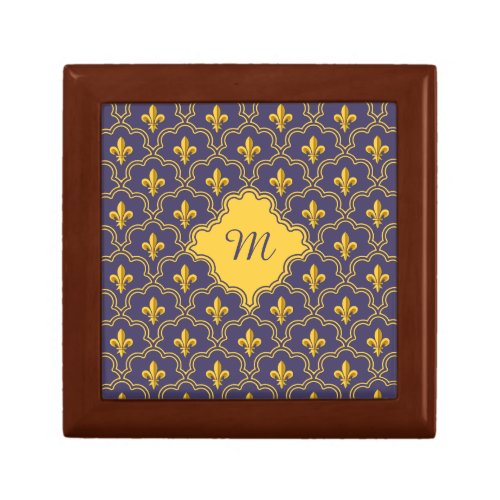 Royal Fleur-de-Lis Purple and Gold Pattern Gift Box