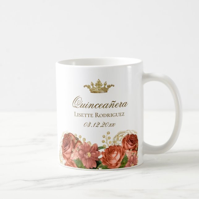 Royal Floral Quinceanera Coffee Mug (Right)