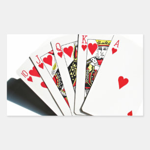 Royal Flush Hearts Rectangular Sticker