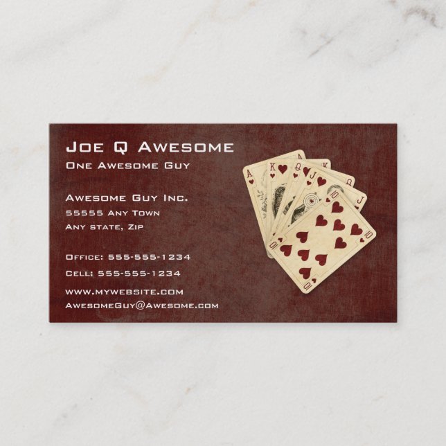 Royal Flush Poker Hand Business Card (Front)