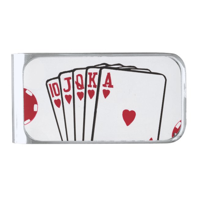Royal Flush Poker Silver Finish Money Clip (Front)