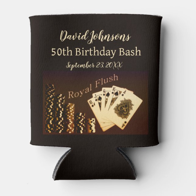 Royal Flush Poker Themed Can Cooler Party Favor (Front)