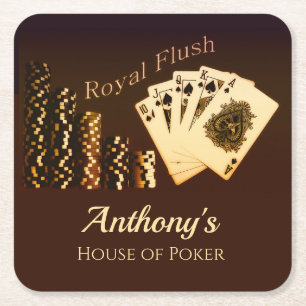 Royal Flush Poker Themed Drink Coasters