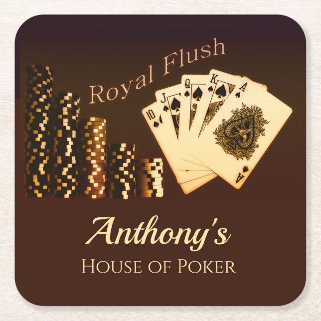 Royal Flush Poker Themed Drink Coasters (Front)