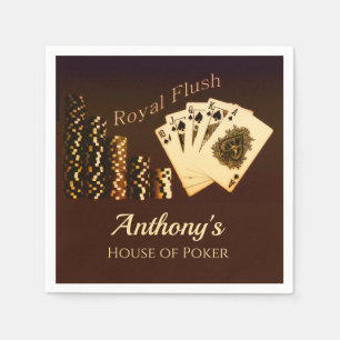 Royal Flush Poker Themed Personalized Paper Napkin