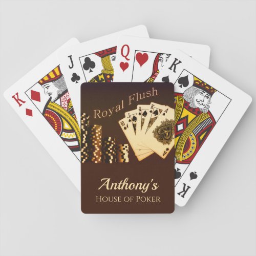 Royal Flush Poker Themed Personalized Playing Card