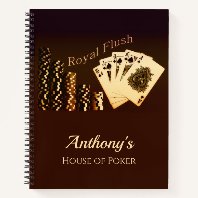 Royal Flush Poker Themed Spiral Notebook (Front)