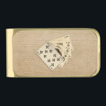 Royal Flush Spades on Burlap Background Gold Finish Money Clip<br><div class="desc">Great Design and Wordart Royal Flush Spades on Burlap Background Personalize with your own Text</div>