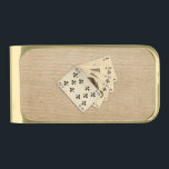 Royal Flush Spades on Burlap Background Gold Finish Money Clip<br><div class="desc">Great Design and Wordart Royal Flush Spades on Burlap Background Personalize with your own Text</div>