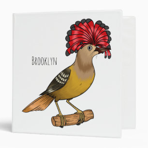 Royal flycatcher bird cartoon illustration 3 ring binder